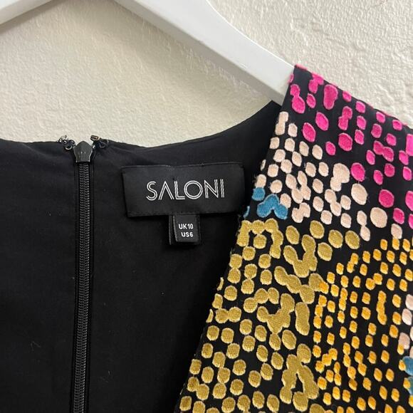 SALONI $710 Camille Gathered Fil Coupe Chiffon Dotty Mini Dress - Picture 5 of 5